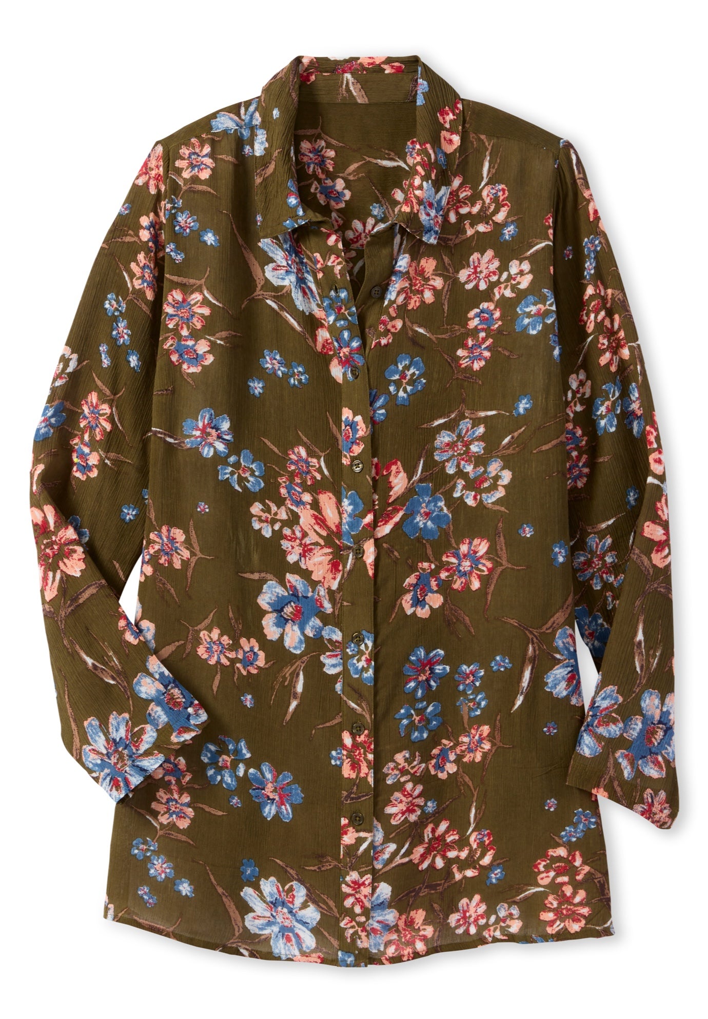 Crinkle Button-Front Shirt image number 5