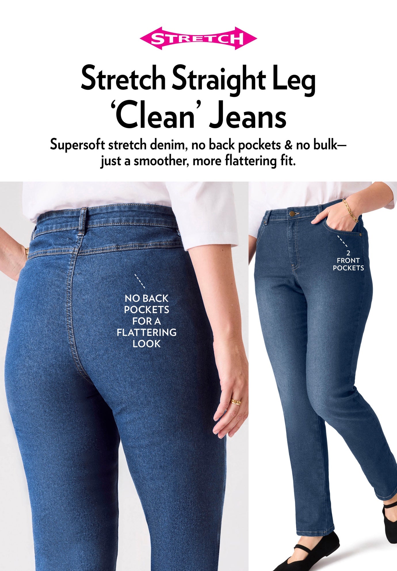 Stretch Straight-Leg Clean Jeans image number 1