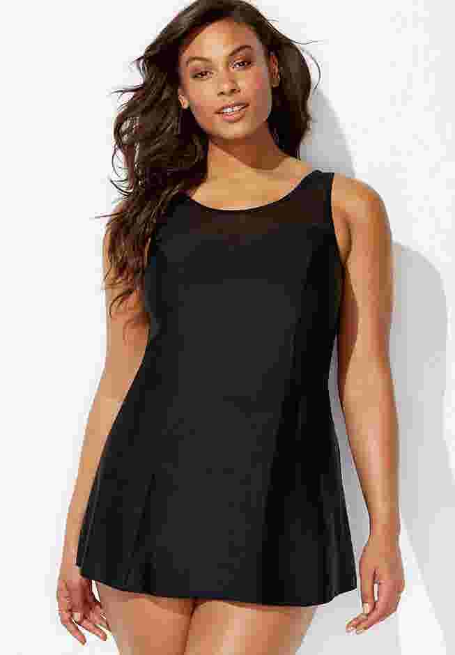 Mesh High Neck Swimdress image number 4