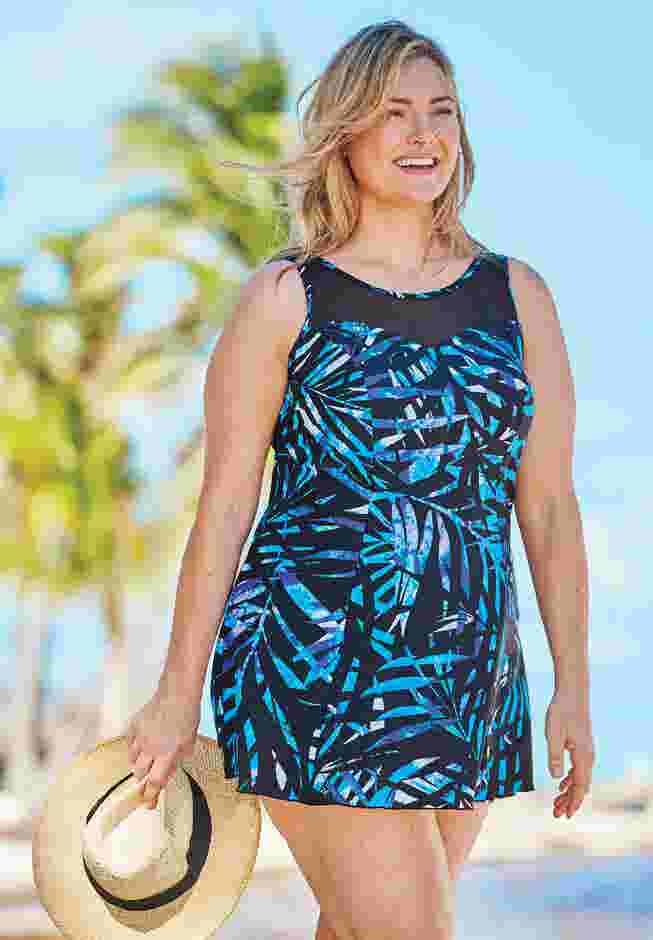 Mesh High Neck Swimdress image number 5