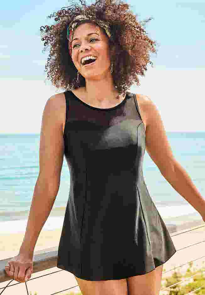 Mesh High Neck Swimdress image number 0