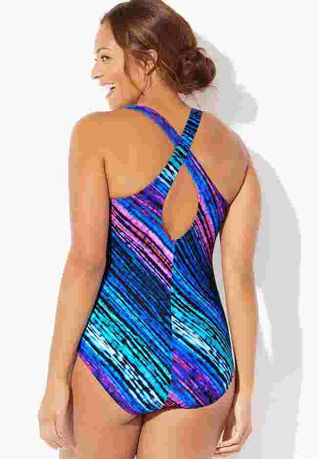 Chlorine Resistant Cross Back One Piece Swimsuit image number 1