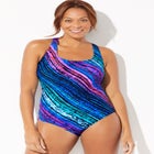 Chlorine Resistant Cross Back One Piece Swimsuit image number null