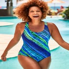 Chlorine Resistant Cross Back One Piece Swimsuit image number null