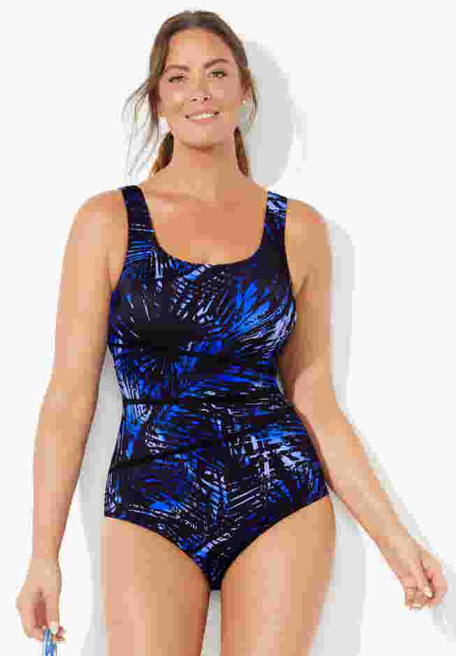 Chlorine Resistant Spliced Tank One Piece Swimsuit image number 1