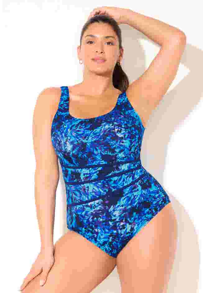 Chlorine Resistant Spliced Tank One Piece Swimsuit image number 0