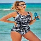 Chlorine Resistant Spliced Tank One Piece Swimsuit image number null