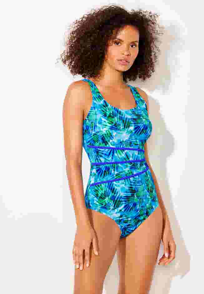 Chlorine Resistant Spliced Tank One Piece Swimsuit image number 0