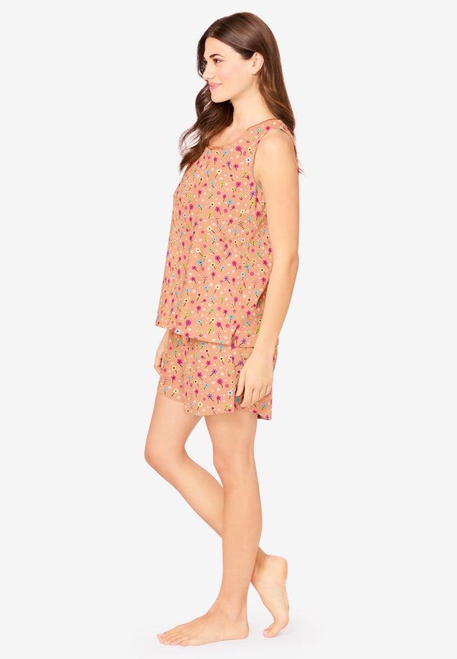 2-Piece Sleeveless Tee and Shorts PJ Set image number null