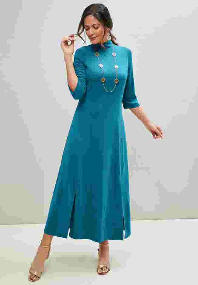 Mockneck Slit Maxi Dress image number 0