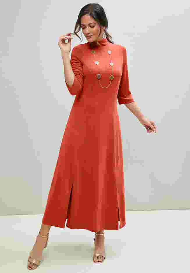 Mockneck Slit Maxi Dress image number 0