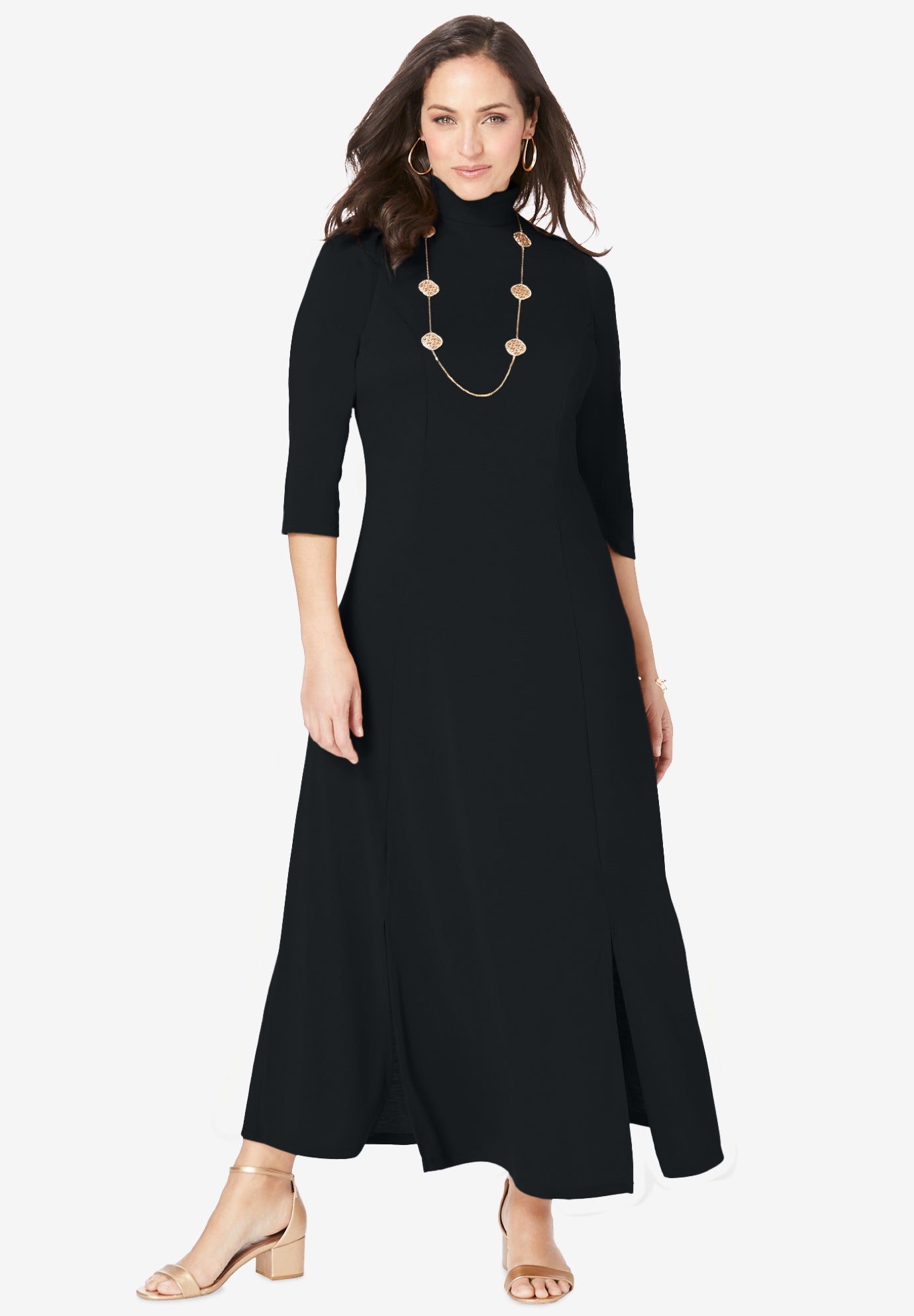 Mockneck Slit Maxi Dress image number 0