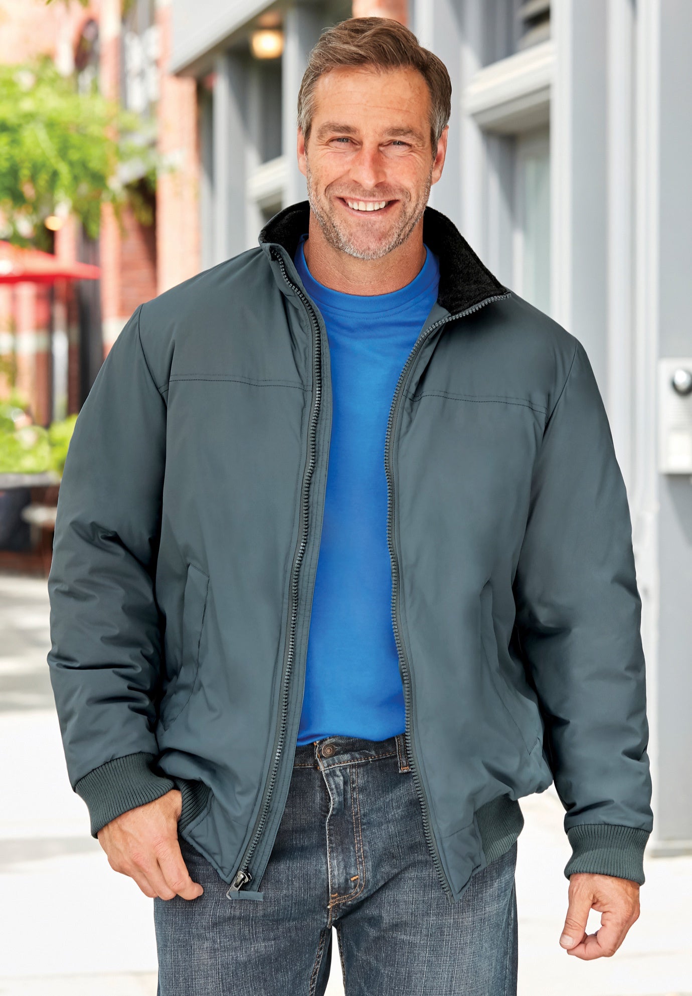 Fleece-Lined Bomber Jacket image number 6