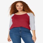 Colorblock 3/4 Sleeve Tee image number null