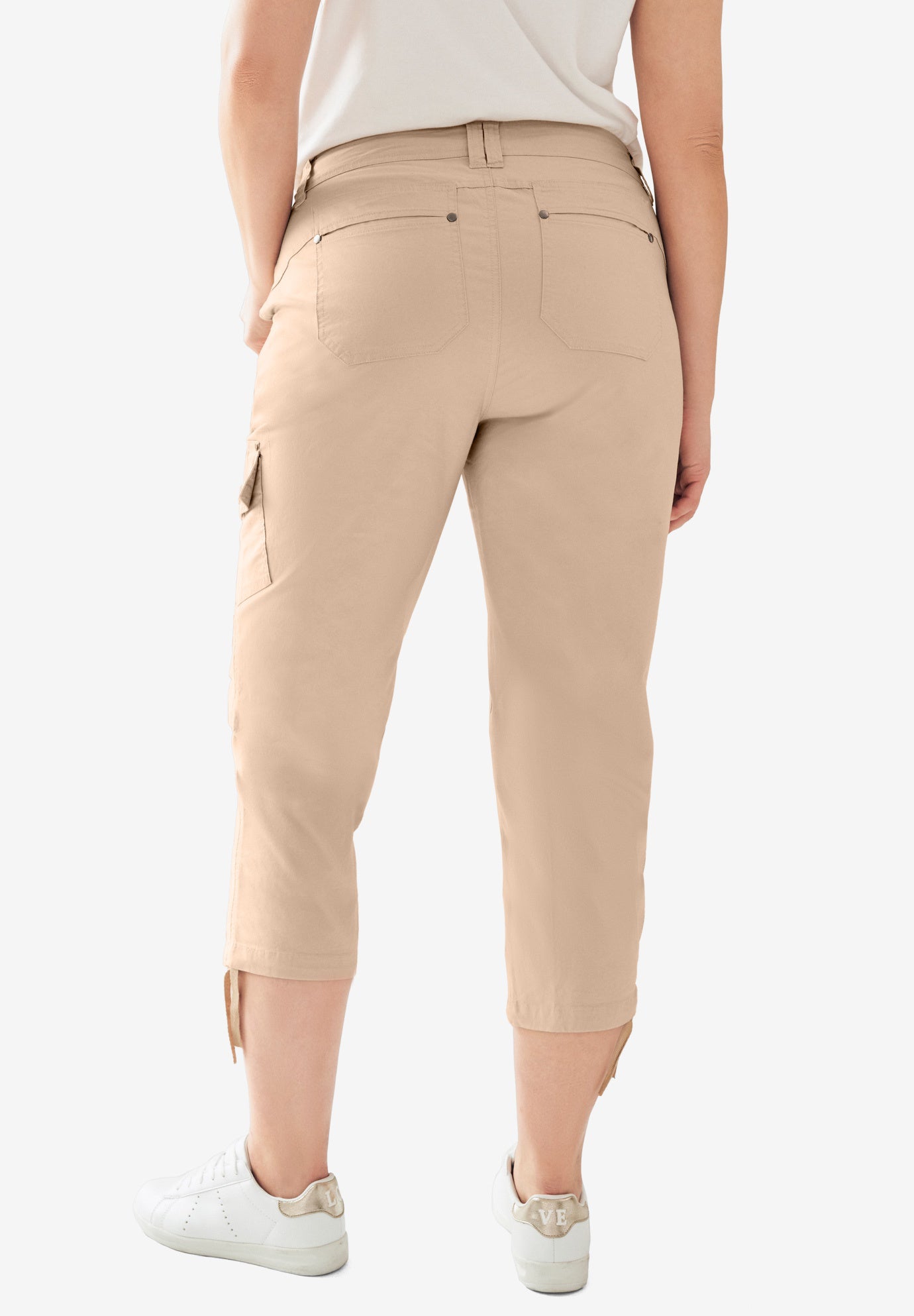 Stretch Mid-rise Cargo Capris image number 1