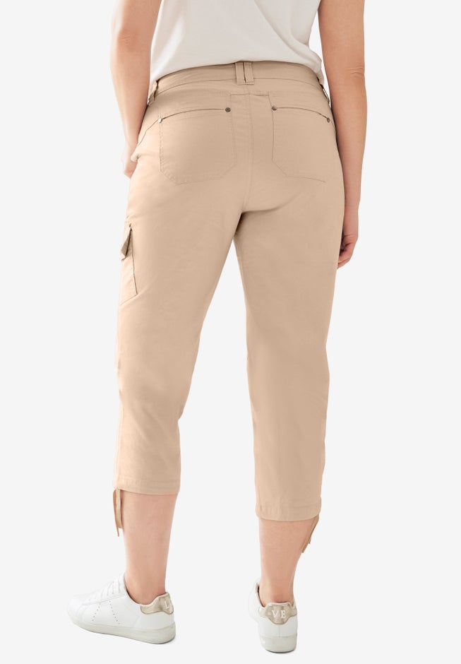 Stretch Mid-rise Cargo Capris image number 1