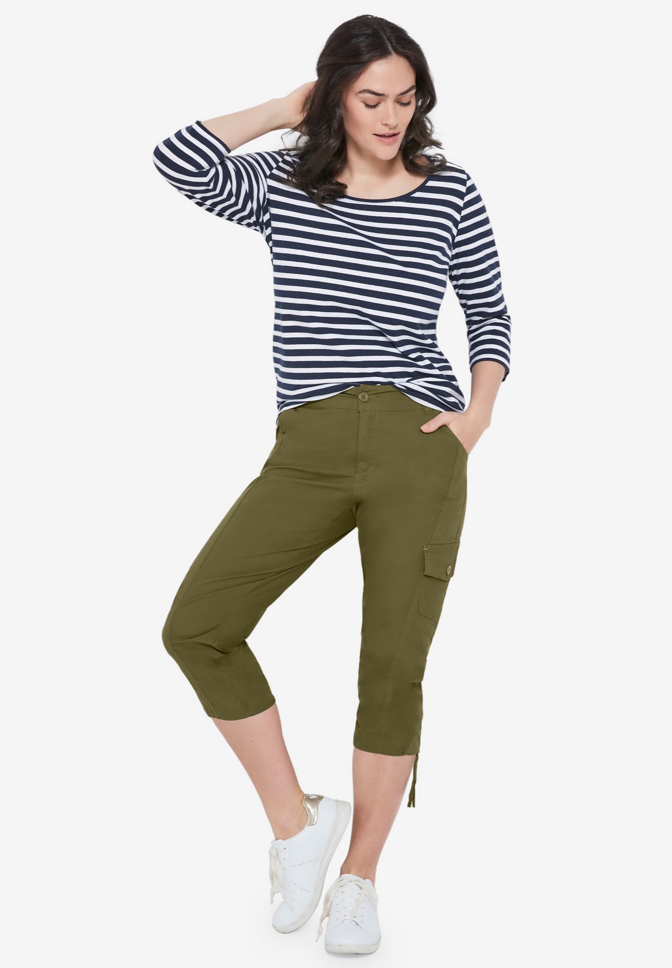 Stretch Cargo Capris by ellos® image number 1