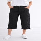 Mid-Rise Stretch Cotton Cargo Capris image number null
