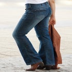 Stretch Mid-rise Back Elastic Bootcut Jeans image number null