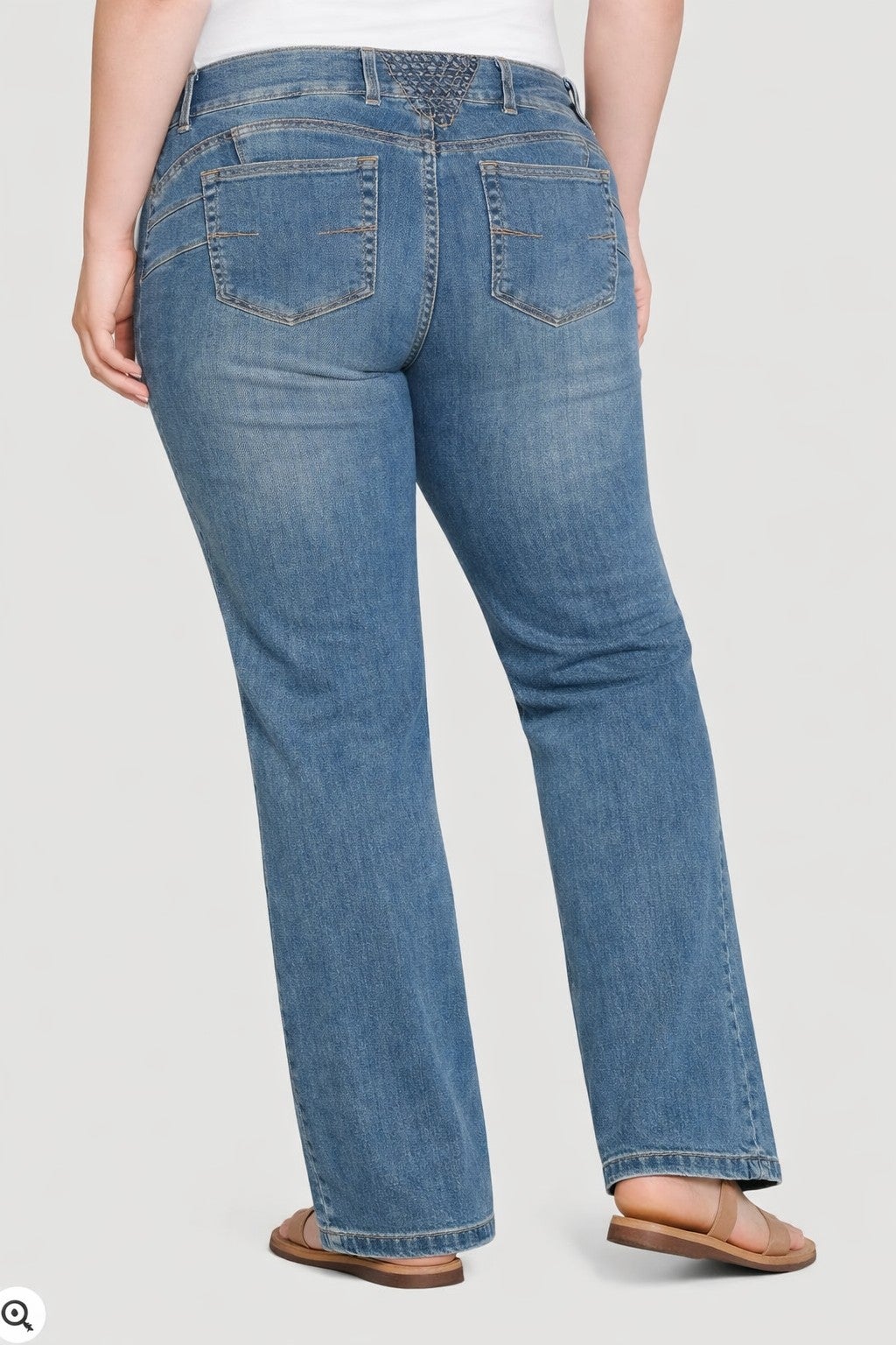 Stretch Mid-rise Back Elastic Bootcut Jeans image number 0