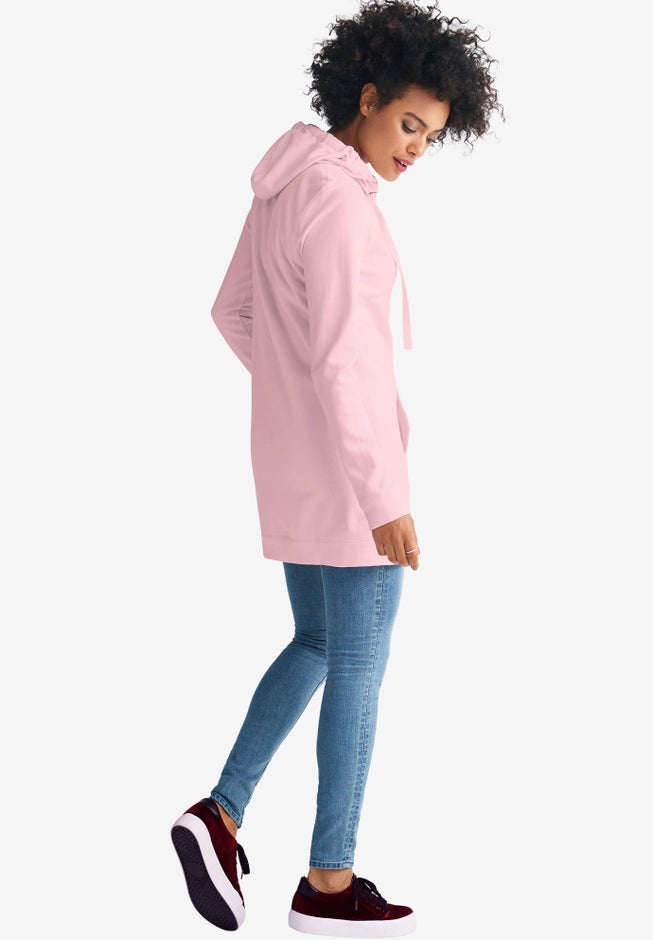 French Terry Long Zip Front Hoodie image number 1