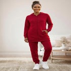 French Terry Long Sleeve Zip-Front Tunic Hoodie image number null