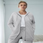 French Terry Long Sleeve Zip-Front Tunic Hoodie image number null