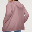 French Terry Long Sleeve Zip-Front Tunic Hoodie image number null