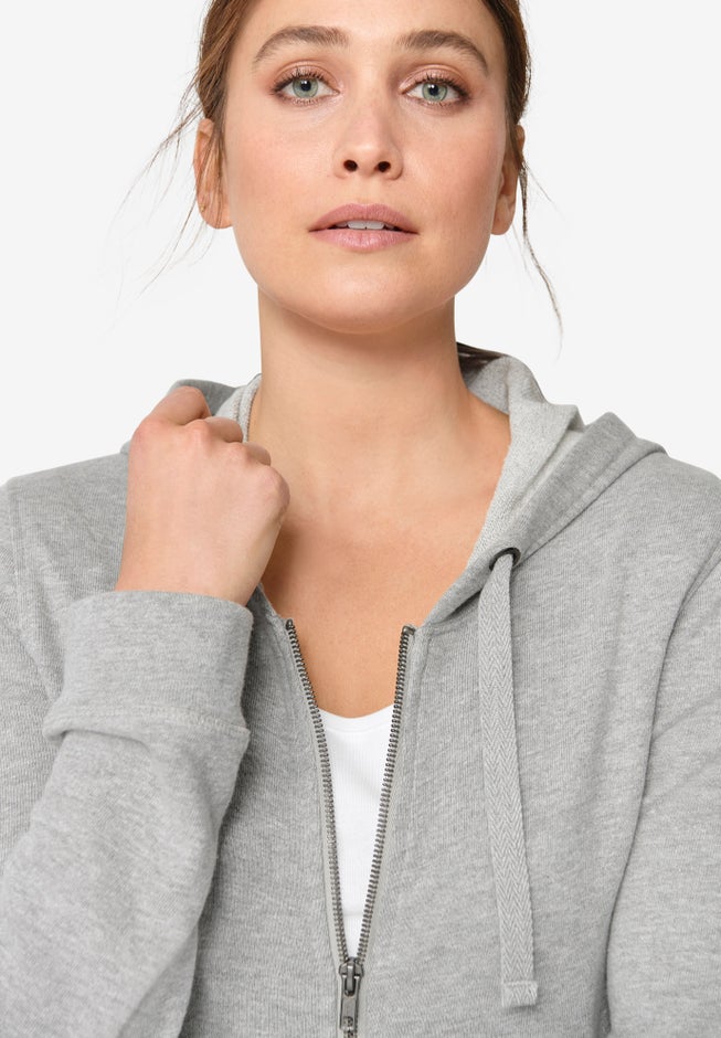 French Terry Long Zip Front Hoodie image number 3