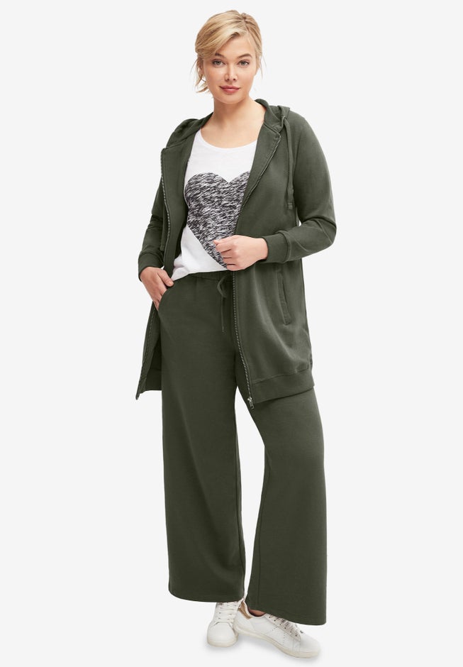 French Terry Long Zip Front Hoodie image number 6