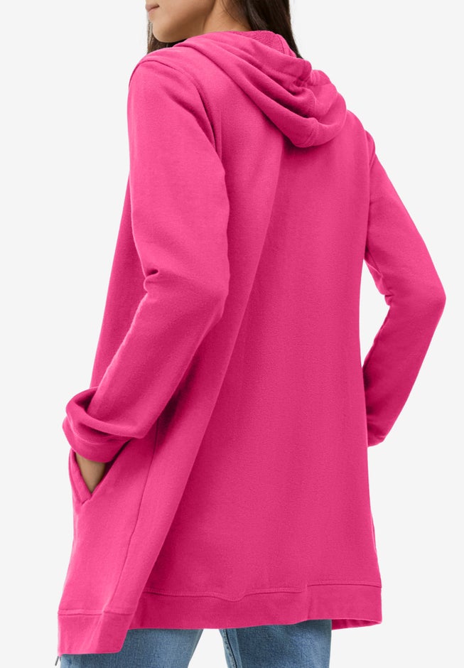 Ellos Studio French Terry Long Sleeve Zip-Front Tunic Hoodie image number 1