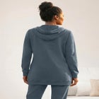 French Terry Long Sleeve Zip-Front Tunic Hoodie image number null