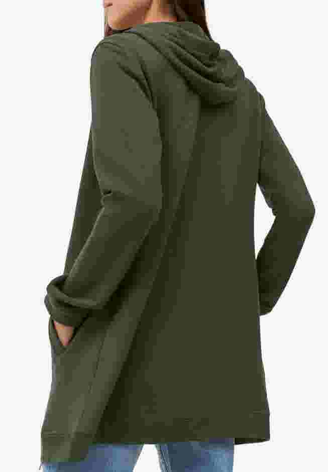 French Terry Long Zip Front Hoodie image number 1