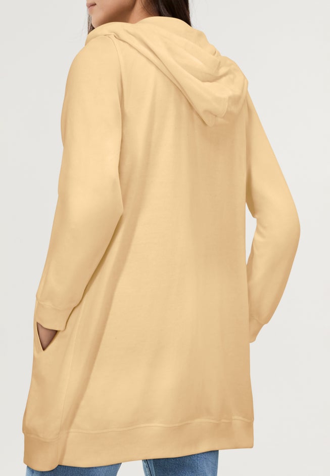 French Terry Long Sleeve Zip-Front Tunic Hoodie image number 1