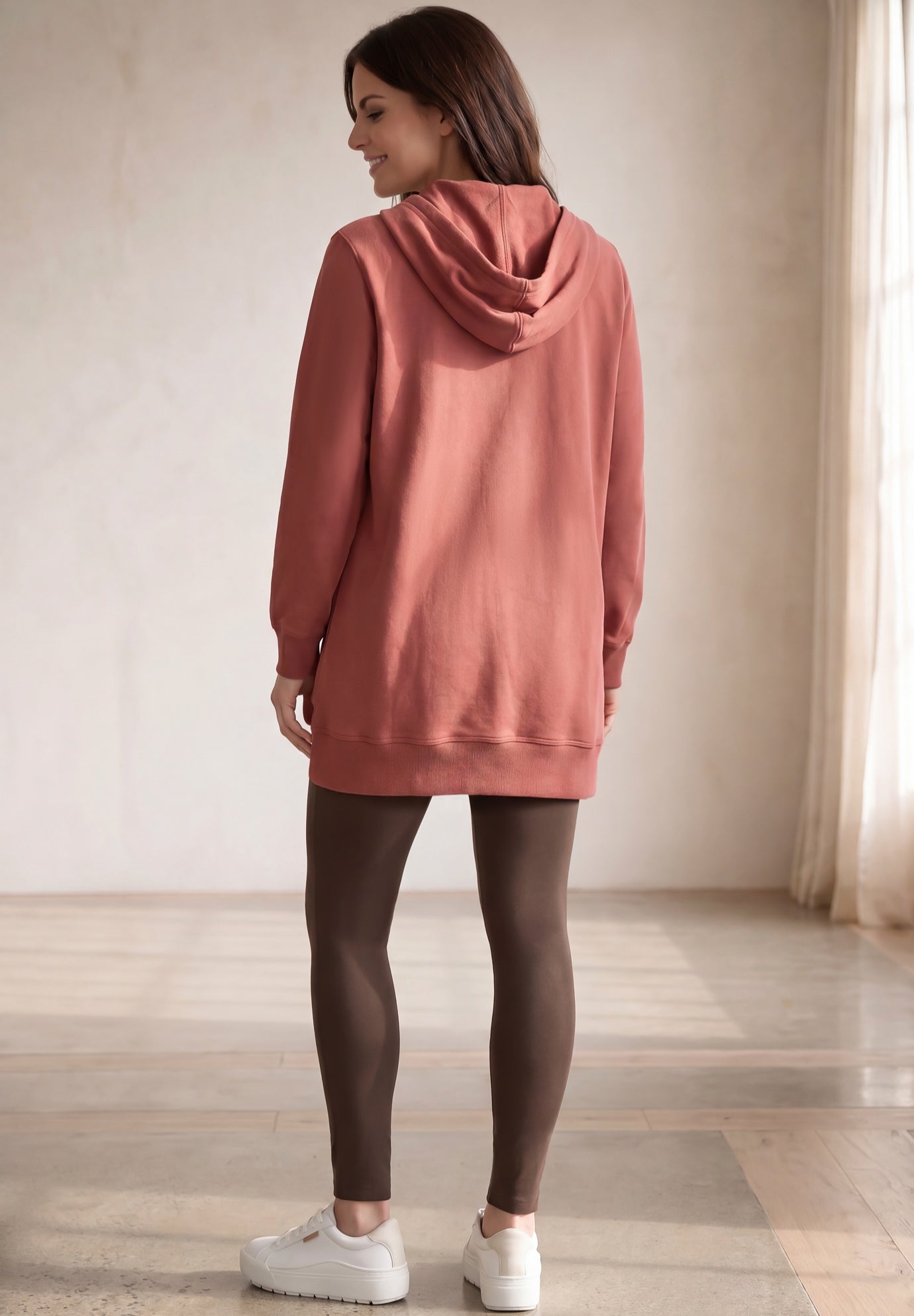 Ellos Studio French Terry Long Sleeve Zip-Front Tunic Hoodie image number 1