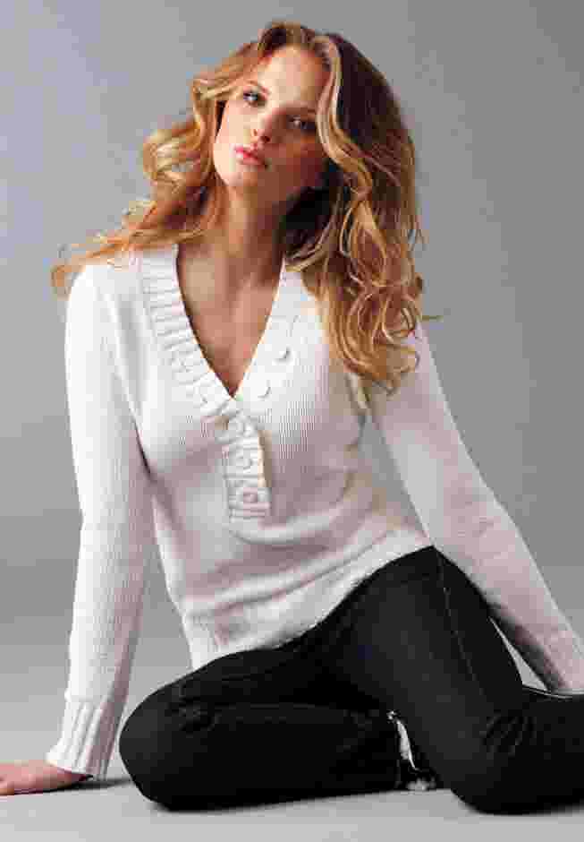 Button Y-neck Sweater image number 2