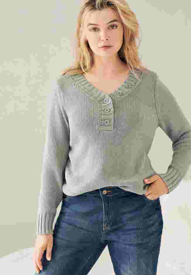 Button Y-neck Sweater image number 0
