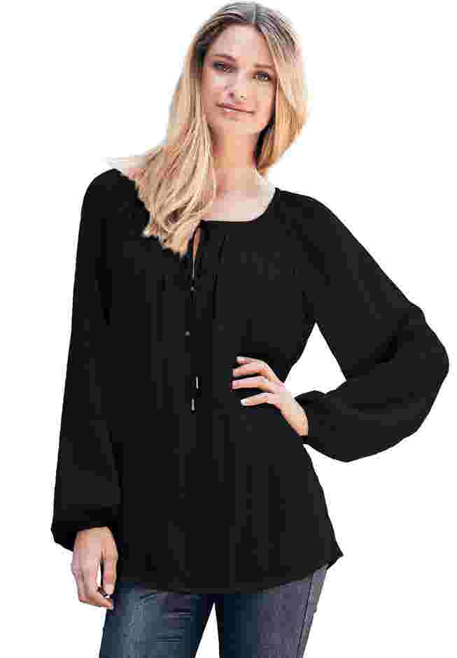 Tie Neck Peasant Tunic image number 0