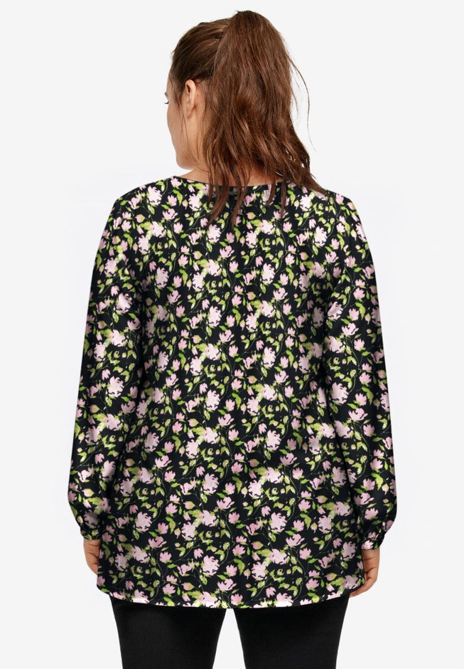 Tie Neck Peasant Tunic image number 1