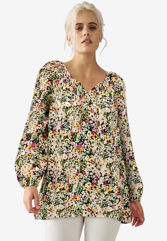 Tie Neck Peasant Tunic image number 0