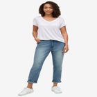 Stretch Mid-rise Relaxed Boyfriend Jeans image number null