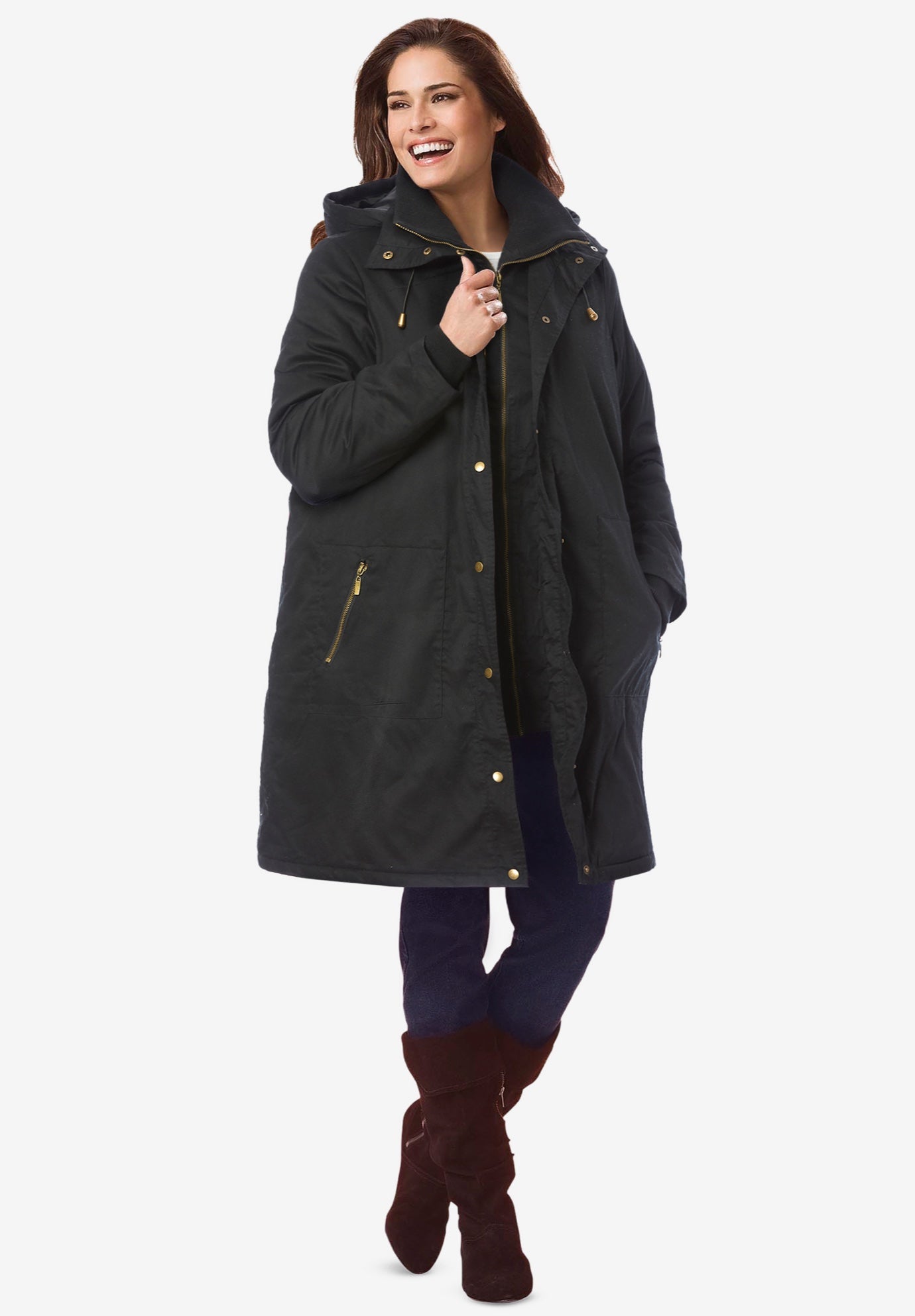 Twill Hooded Stadium Jacket image number 0