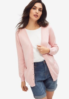 V-Neck Button Front 100% Cotton Everyday Cardigan