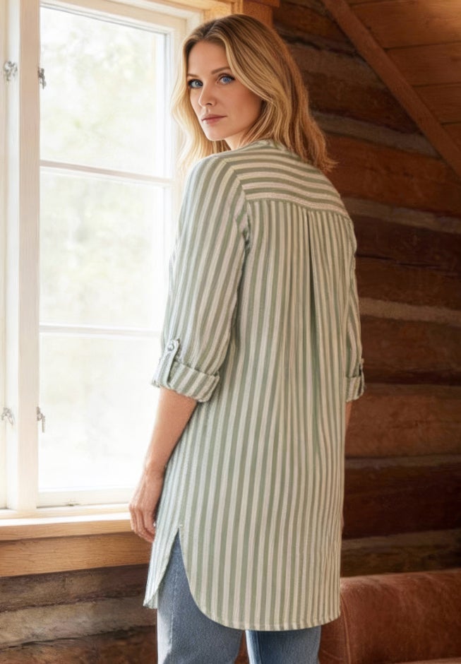 Breezy Cotton Henley Tunic image number 1