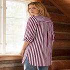 Three-Quarter Sleeve Roll Tab Relaxed Fit 100% Cotton Henley Tunic image number null