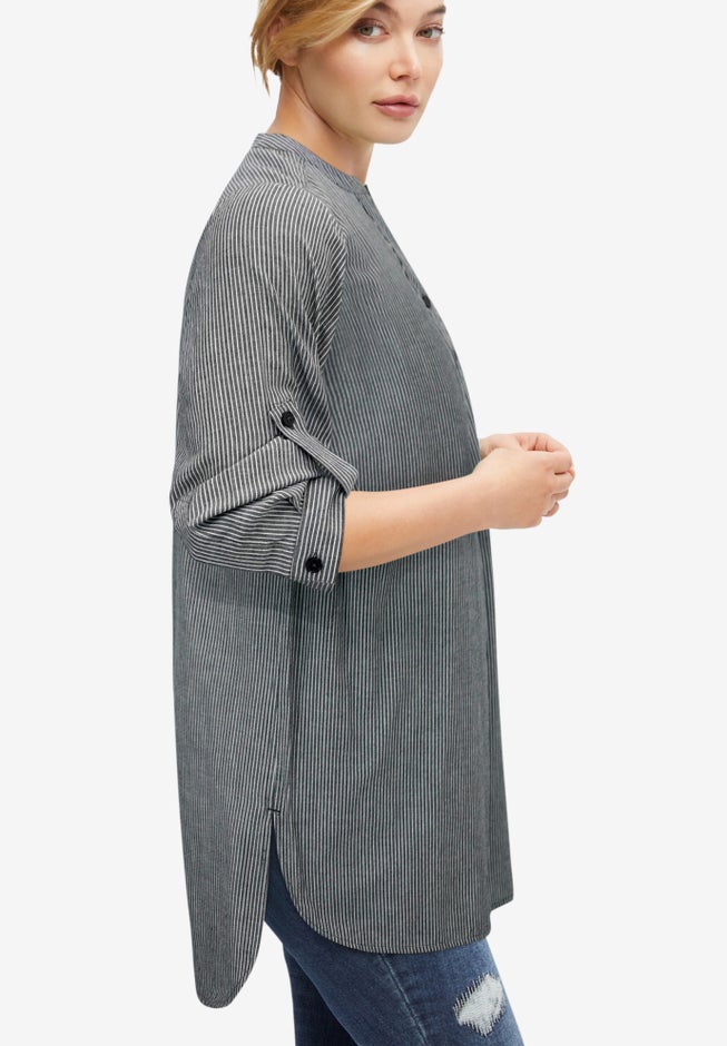Breezy Cotton Henley Tunic image number 1