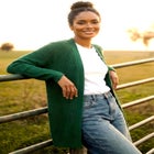 Open Front Long Ribbed Sleeve Waffle Cardigan image number null