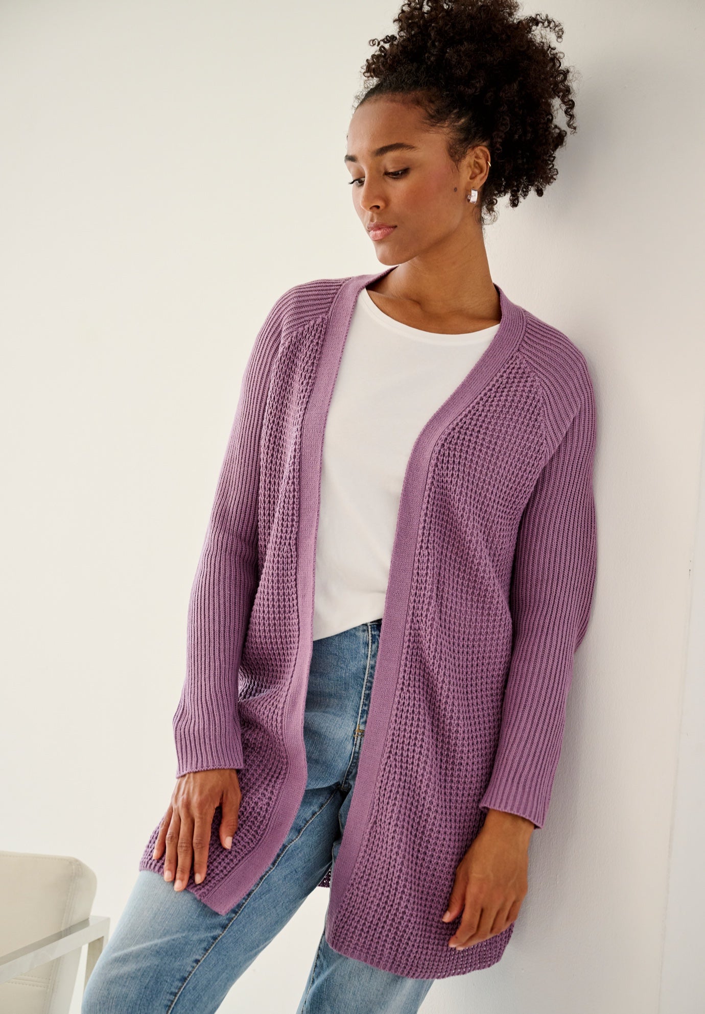 Open Front Waffle Cardigan image number 0