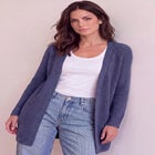 Open Front Long Ribbed Sleeve Waffle Cardigan image number 0