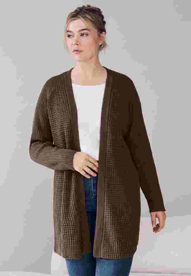 Open Front Waffle Cardigan image number 0